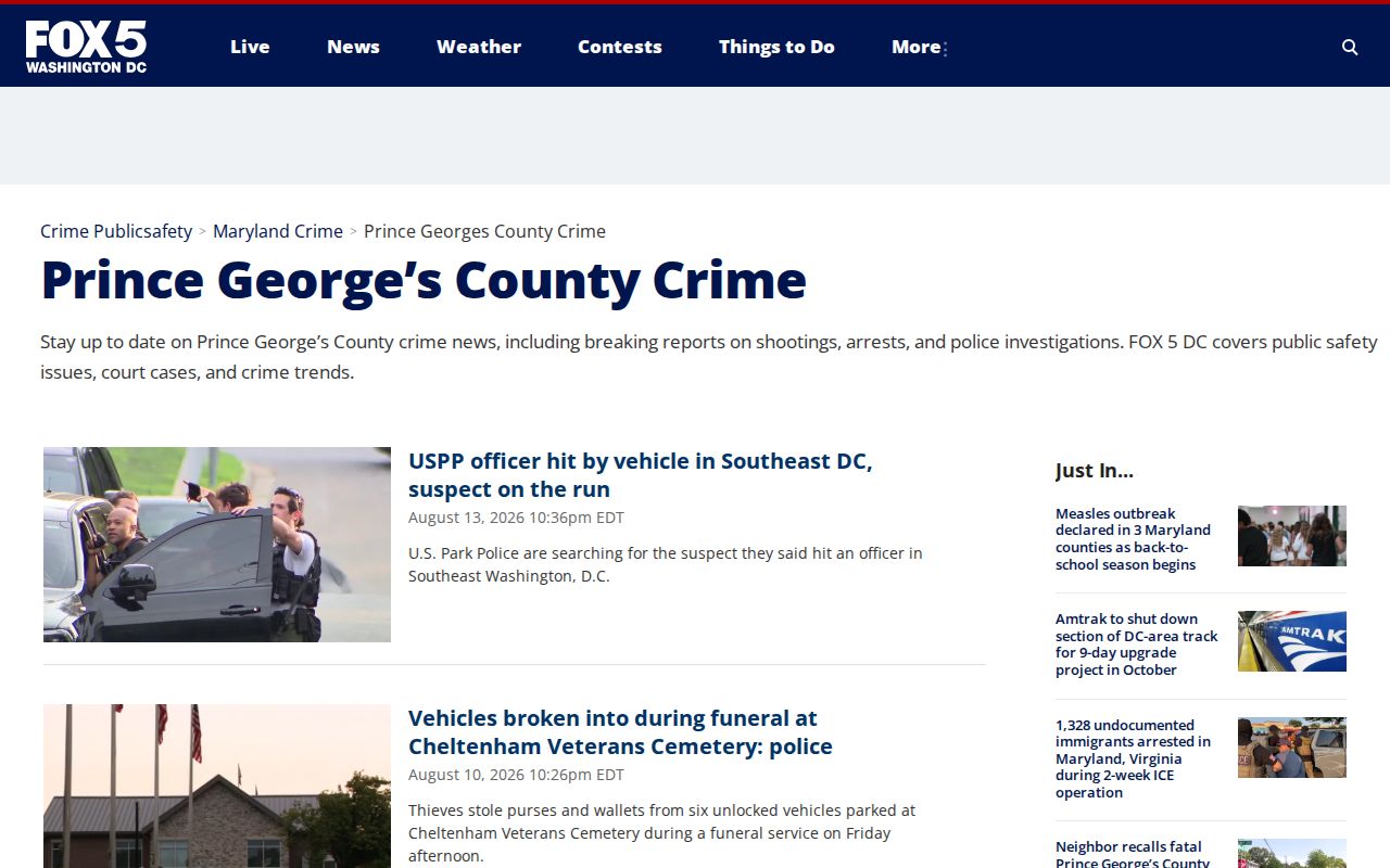 FOX 5 DC Prince George’s County crime news section
