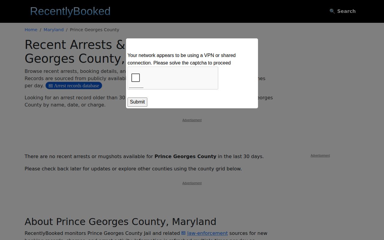 RecentlyBooked Prince George’s County unofficial page