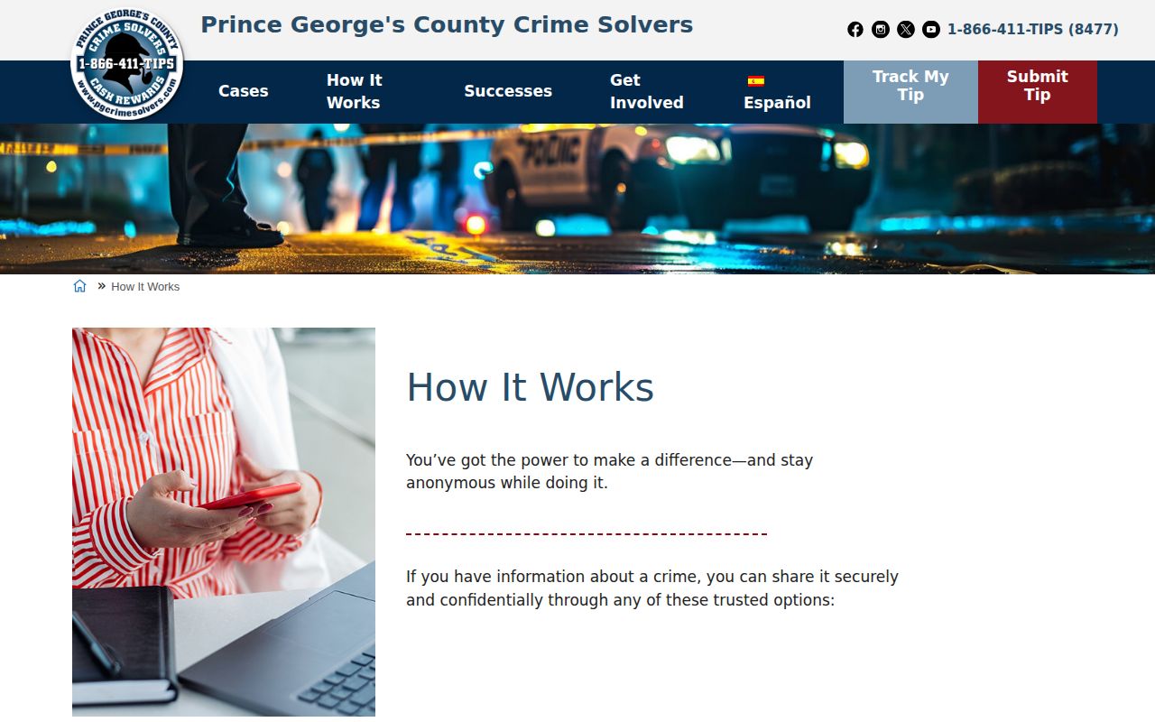 Prince George’s Crime Solvers anonymous tip process